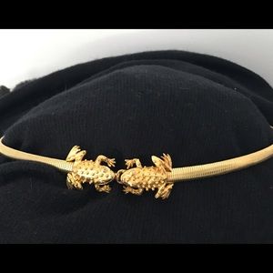 Vintage 1970s Dotty Smith gold frog belt.